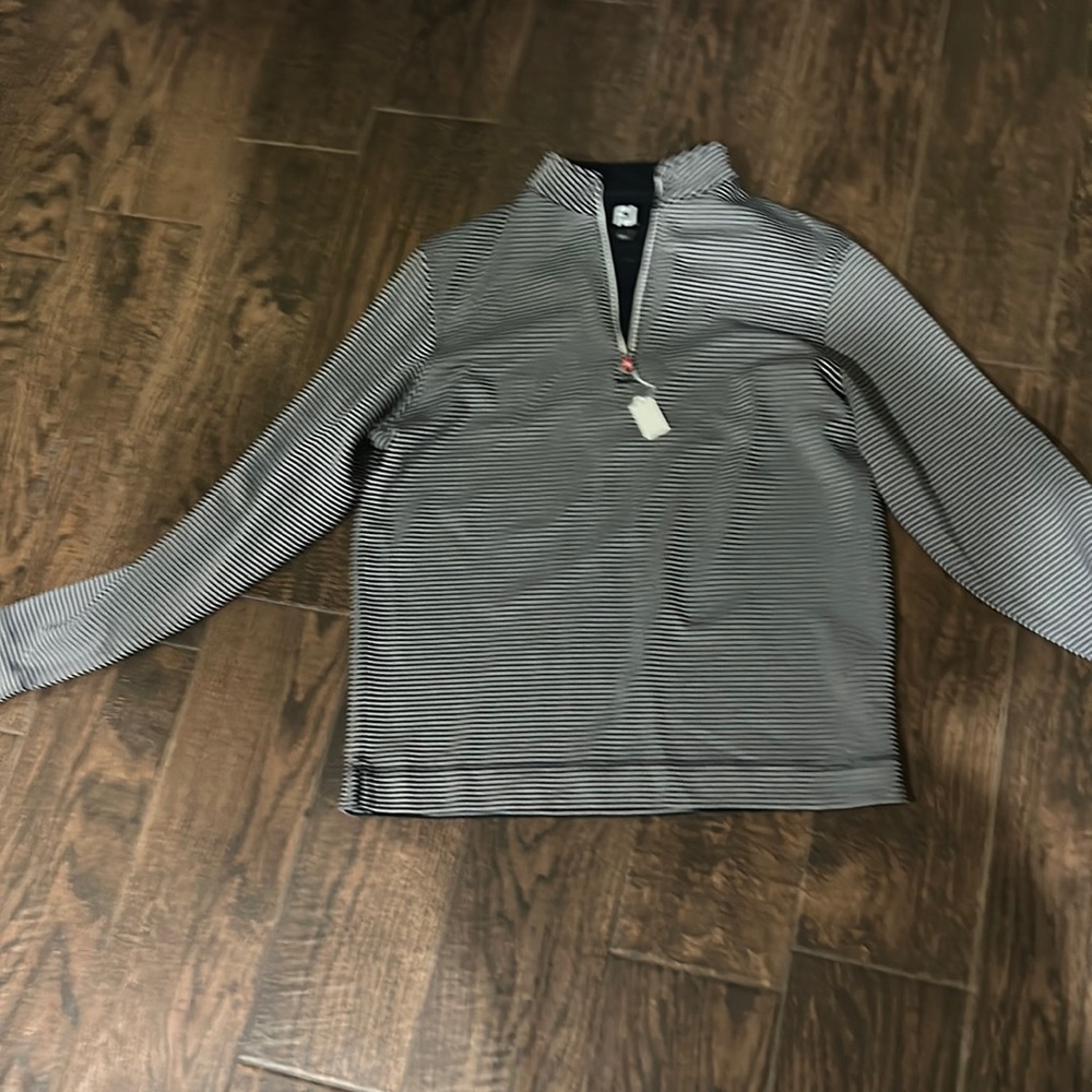 Black and white striped size L, FJ long sleeve golf shirt